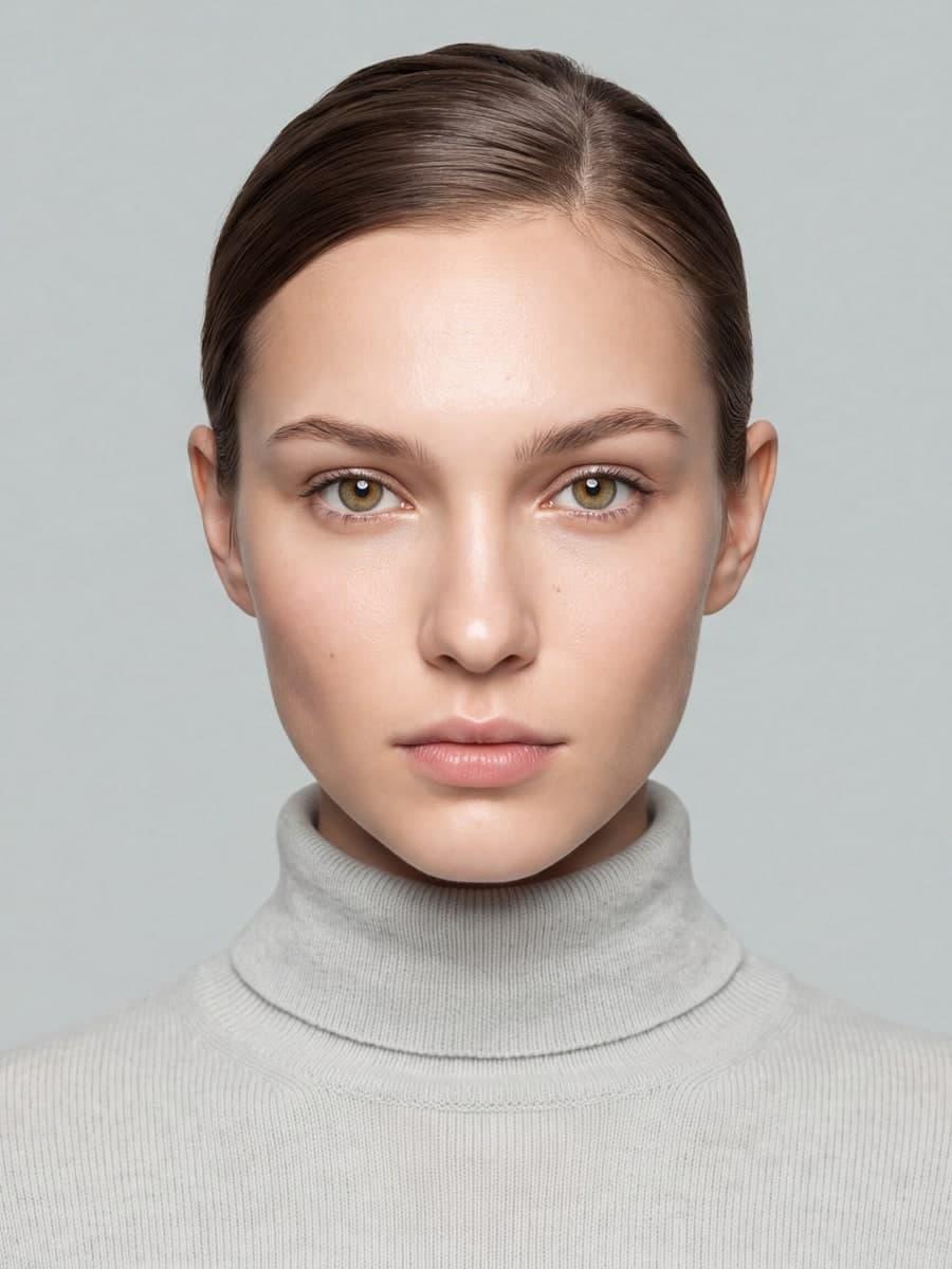 Original fictional sample adult with hair tied back