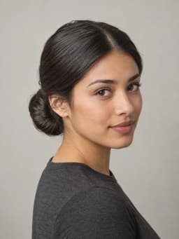 AI catalog illustration: Sleek low bun