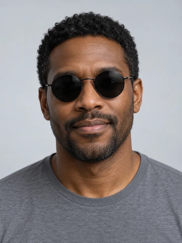 Round sunglasses — illustrative style reference