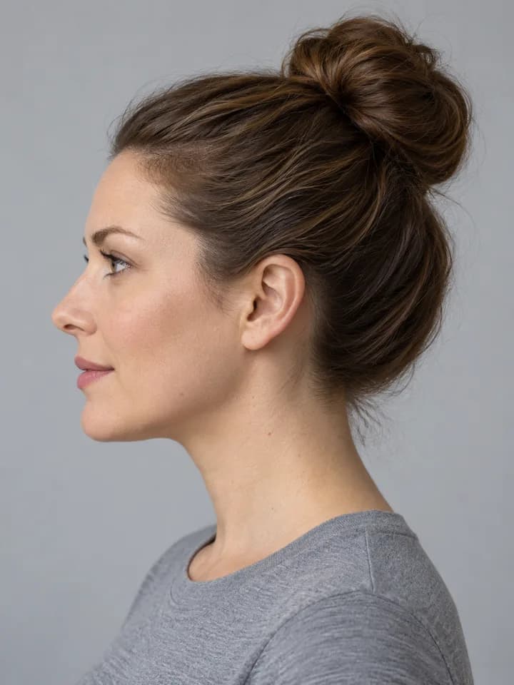Hair · bun, in profile — illustrative style reference