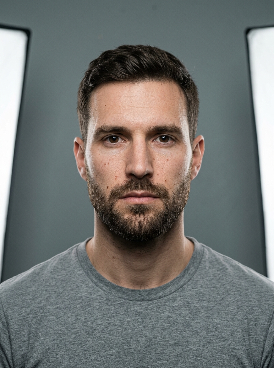 Fictional male studio portrait